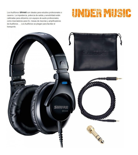 Auriculares Profesionales Shure Srh440a Para Estudio Color Negro