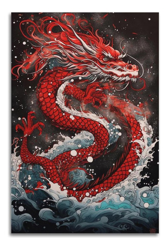 Dragón Gigante Rojo En El Mar, Arte De Pared De Dragón, Drag