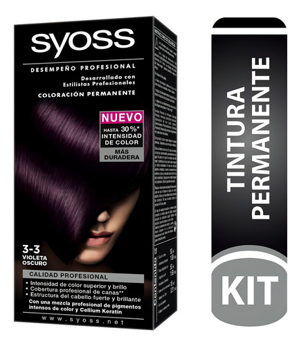 Tinte Cabello Syoss Permanente - mL Tono 3-3 Violeta Oscuro