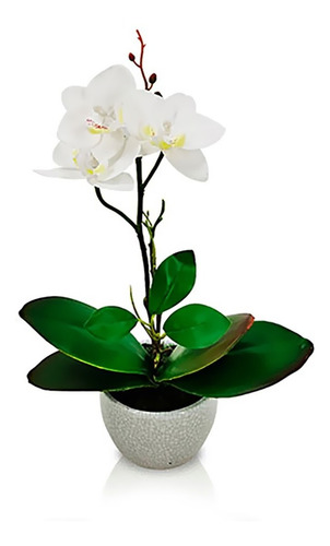 Planta Orquídea Artificial Flor Vara Maceta Centro Mesa Deco