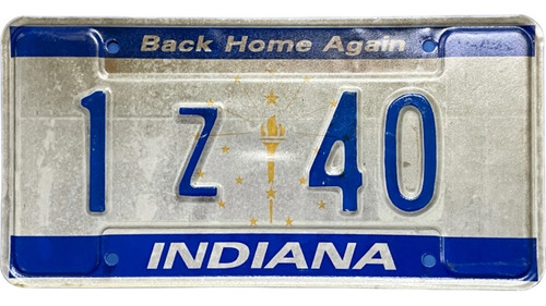 Indiana Original Placa Metálica Carro Usa Eua Americana