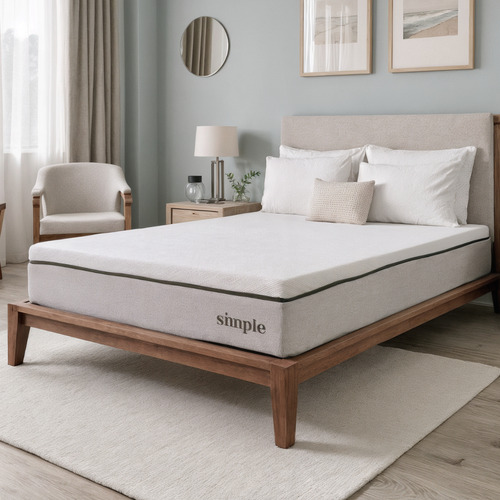 Simple Colchón Memory Foam Queen 25 Cm, Firmeza Media