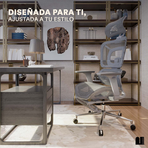 Silla Oficina Ultra Ergonómica Reclinable C Soporte Lumbar Color Gris Material del tapizado Tela