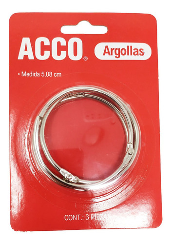 Argolla Metalica Acco 2  P1111 Paquete Con 3 Piezas 