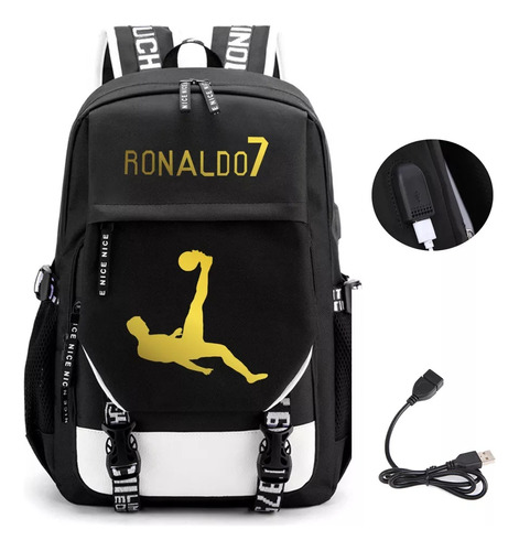 Mochila Cristiano Ronaldo Con Puerto De Carga Usb 2023