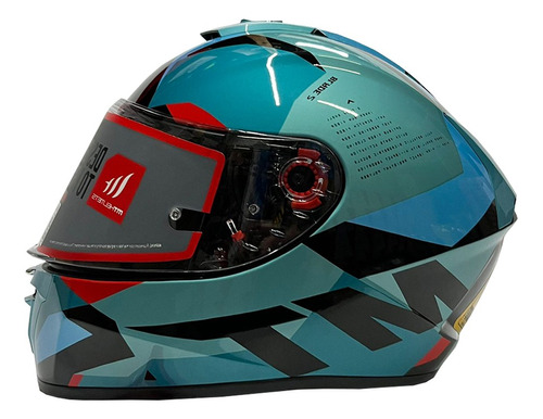 Casco Integral Mt Blade 2 Celeste Con Gráficos - Nany Motos