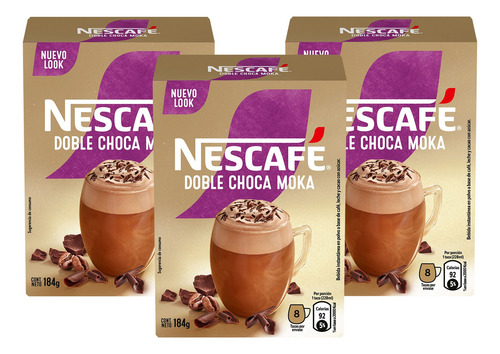 Pack 3 Cajas Café Nescafé Instantáneo Doble Choca Moka X3