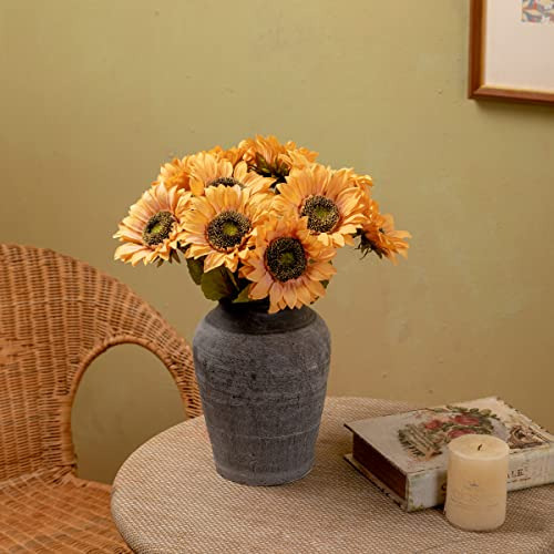 10pack Artificial Sunflower Flowers Long Stem Fake Silk...