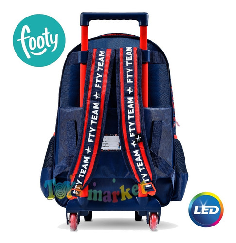 Imagen 2 de 4 de Mochila 18 Con Carro Carrito Luces Led Y Holograma Footy