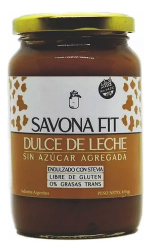 Dulce De Leche Con Stevia Savona Fit Sin Azucar Agr X 450 Gr