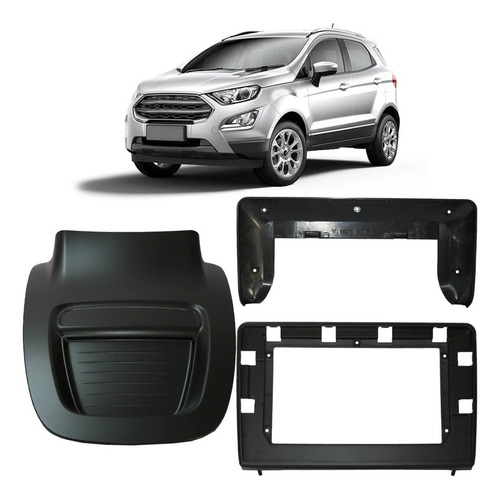 Moldura 2 Din Ford Ecosport 10 Pol 2018 Em Diante Preto