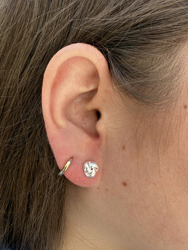 Aretes En Forma De Nudo Para Mujer Plata Ley .925 Elegantes Finos Ligeros Moda Ideales Para Regalar Set De 2 Aretes