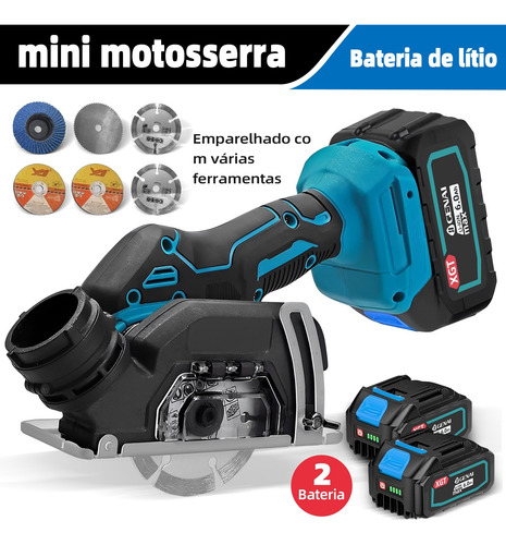 Mini Serra De Corte 5 Em 1 Portatil 68v Sem Fio 2 Baterias