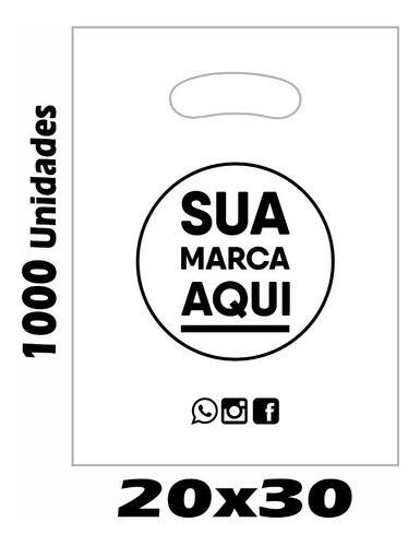 Imagem 1 de 1 de Sacolas Plásticas Personalizadas 20x30 1000 Un Promoção