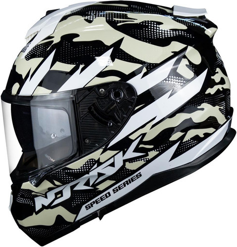 Capacete Norisk Strada Commando Preto Branco Camuflado Cor Preto/Branco Tamanho do capacete 56