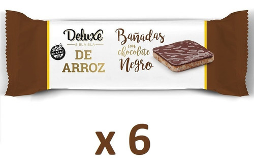 6 X Galletas Arroz Deluxe Bañadas Chocolate Negro S/ Tacc Dw