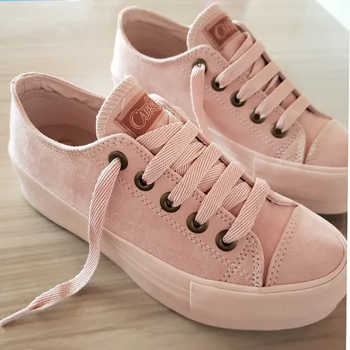 T nis Flatform Capricho Shoes Rose Suede Parcelamento sem juros