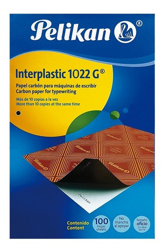 Imagen 1 de 3 de Papel Carbónico Pelikan - Interplastic 1022 - Negro (100 H)