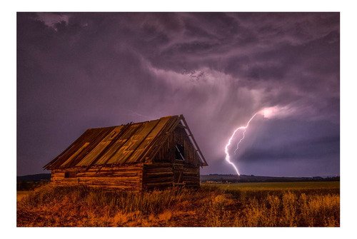 Vinilo 20x30cm Tormenta Electrica Rayos Casa Campo M2