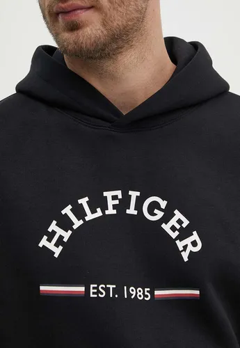 Polerón Con Gorro Y Logo Estampado Negro Tommy Hilfiger