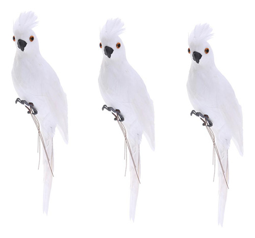 3 Piezas Modelo Guacamayo Pájaros Con Plumas Artificiales