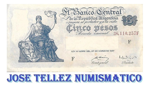 Bottero 1860 $ 5 Serie Del Progreso Serie F Ex- Palermo