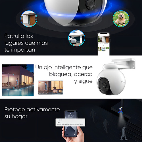 Camara Ezviz Pt Wifi Cs-h8-3k (3k) 5mp Visión 360° Blanco