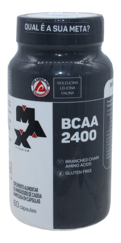 Bcaa 2400 Suplemento Treino Aminoacidos Max Titanium 60 Caps Sabor Natural