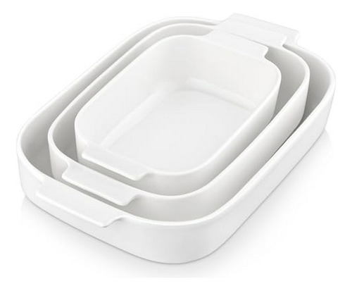 Juego De Fuente Para Horno, Porcelana, Set De 3, Blanco