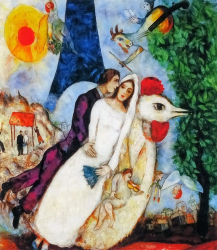 The Bride - Marc Chagall - Lienzo En Bastidor Madera 2 PuLG