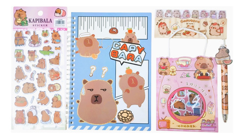 Capybara Box (incl. Caja) Set Papelería: Libreta Stickers...
