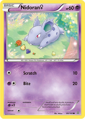 Cartas Pokemon Nidoran 66/160 Xy Primal Clash Prc