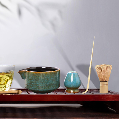 4pcs Matcha Bowl Matcha Y Soporte Tope De Té El Té Azul