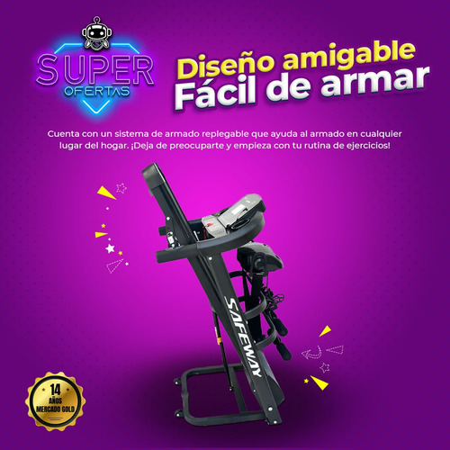 Imagen 2 de 6 de Caminadora Eléctrica Safeway 2.0 Hp + Masajeador + Regalos !