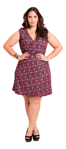 Vestido Transpassado Curto Decote V Plus Size Feminino