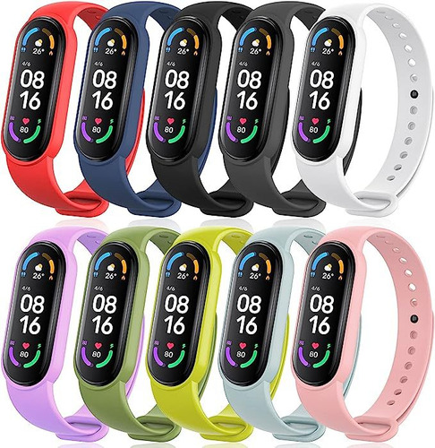 10 Piezas Compatibles Con Xiaomi Mi Band 6/5 Correa (10 Colo