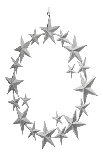 Adorno Corona Navidad Estrellas Plateada30cm Tienda Landmark