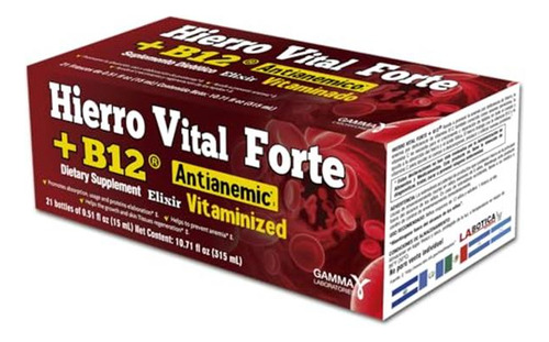 Hierro Vital Forte + B12 Elixir 21 Frascos Anti-anemia