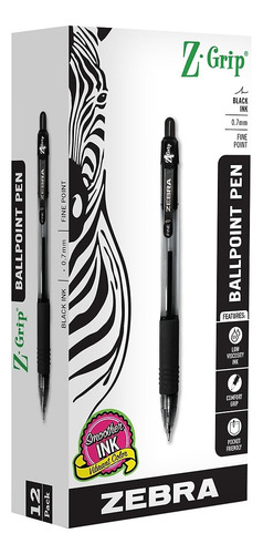 Bolígrafo Retráctil Pen Zebra Pen Con Agarre En Z, 0,7 Mm, N