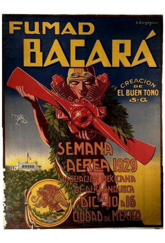 Lienzo Tela Avión Poster Semana Aerea 1929 México 67 X 50