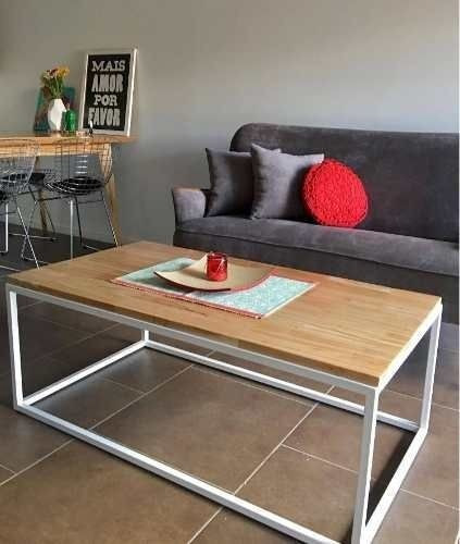 Imagen 2 de 3 de Mesa De Centro Moderna Estilo Industrial Madera Y Fierro.