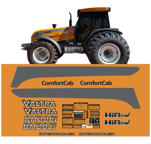 Kit Faixas Adesivas Compatível Trator Valtra Bh205i Completo Cor TRATOR VALTRA BH205I CONFORTCAB
