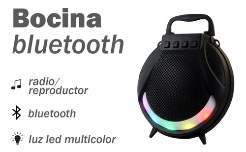 Bocina De Escritorio Bluetooth 4 Pulgadas Incluye Luz Led Color Negro