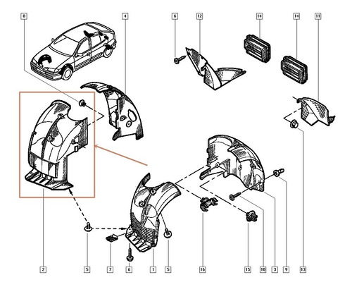 Pasaruedas Delantero Der Renault Megane 1 Y Coupe Orig