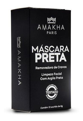 Mascara Preta - 10 Unid. 8g Tira Cravos Amkha Caixa Fechada