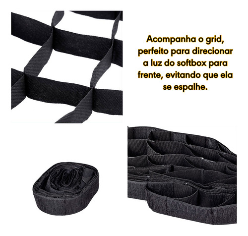 Softbox 50x70cm Com Difusor E Grid Com Soquete E27