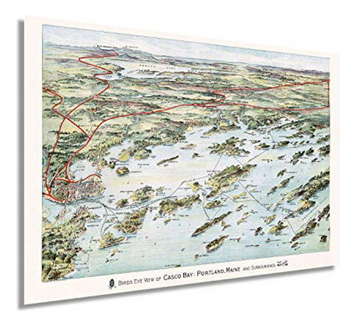 Historix Vintage 1906 Mapa De Casco Bay Portland Maine - 24 