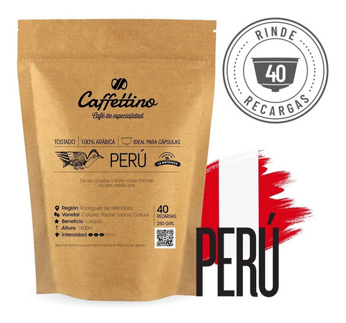 Imagen 1 de 9 de Café Perú Molido Para Cargar 40 Cápsulas Caffettino Dolce