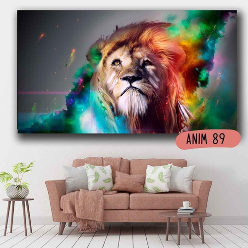 Imagen 3 de 10 de Cuadro Leones Leon Animales 120x70 Otros Diseños Tela Canvas