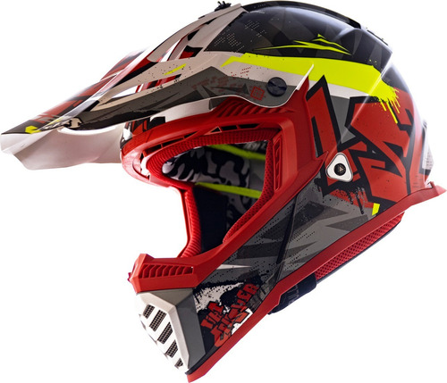 Capacete Ls2 Motocross Cross Mx437 Fast Crusher Vermelho
